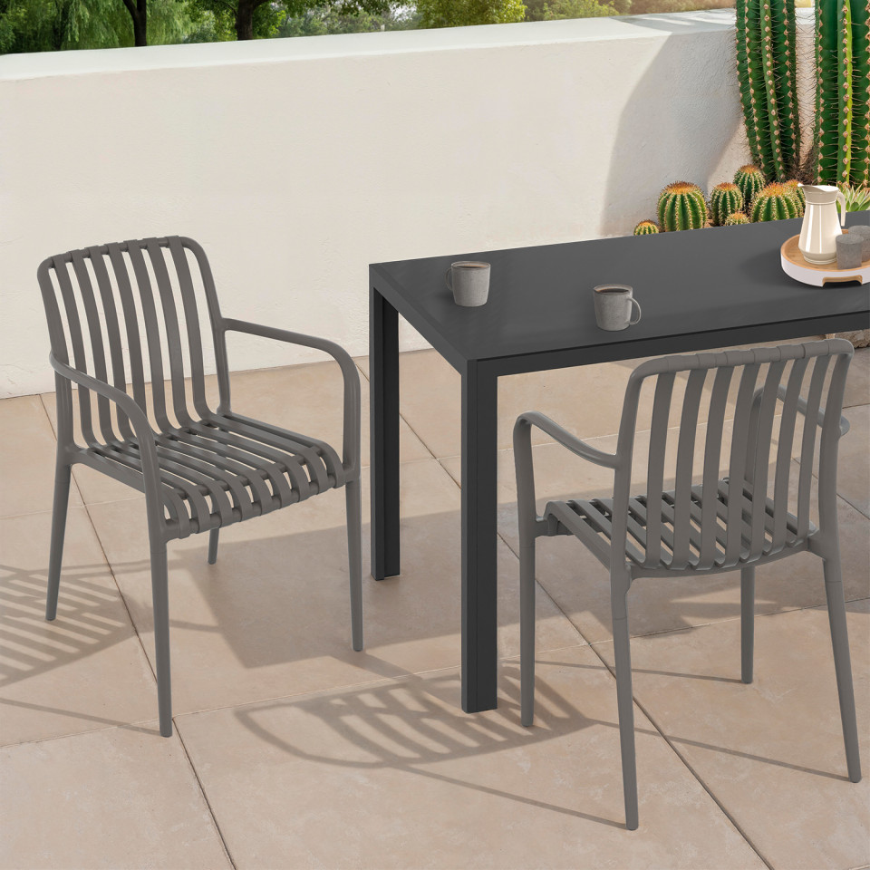 Chaises de jardin empilables Oviedo polypropylène gris - lot de 4