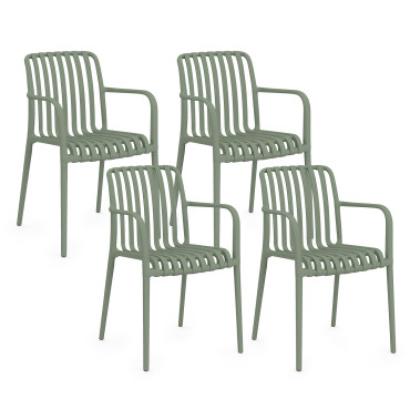 Chaises de jardin empilables Oviedo polypropylène vert - lot de 4