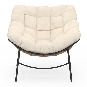 Fauteuil de jardin Lois rotin et coussin écru