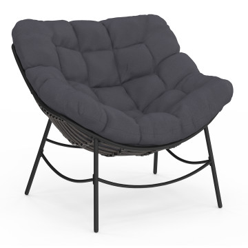 Fauteuil de jardin Lois rotin et coussin gris