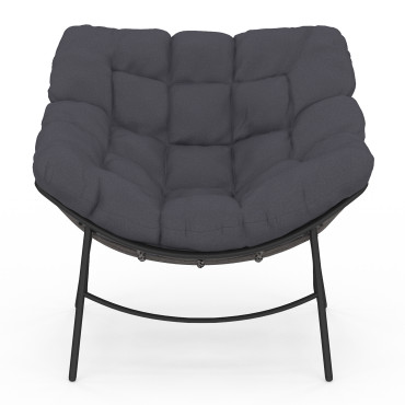 Fauteuil de jardin Lois rotin et coussin gris