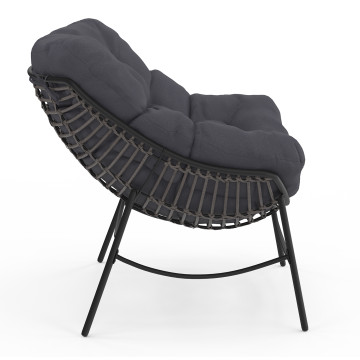 Fauteuil de jardin Lois rotin et coussin gris