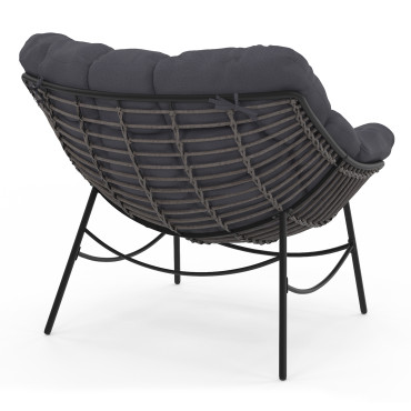 Fauteuil de jardin Lois rotin et coussin gris