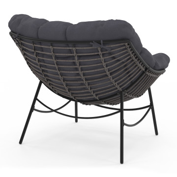 Fauteuil de jardin Lois rotin et coussin gris