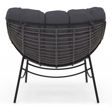 Fauteuil de jardin Lois rotin et coussin gris