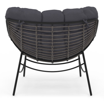 Fauteuil de jardin Lois rotin et coussin gris