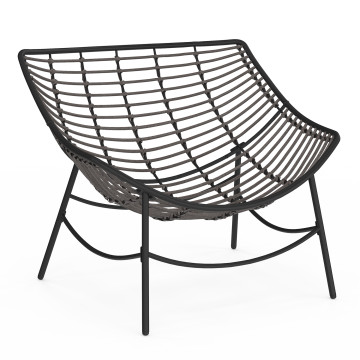 Fauteuil de jardin Lois rotin et coussin gris