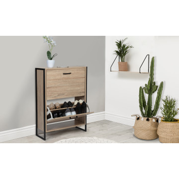 Meuble à chaussures industriel Alan 2 portes - 12 paires