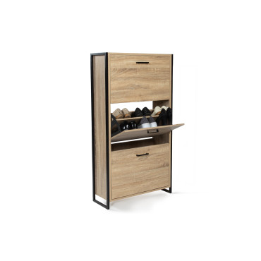 Meuble à chaussures industriel Alan 3 portes - 18 paires