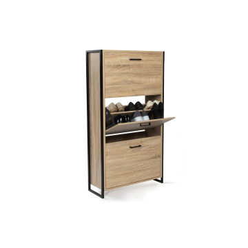 Meuble à chaussures industriel Alan 3 portes - 18 paires