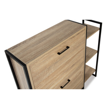 Meuble à chaussures industriel Alan 2 portes + étagère - 12 paires