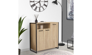 Meuble chaussures Alan 3 portes + niche latérale - 18 paires