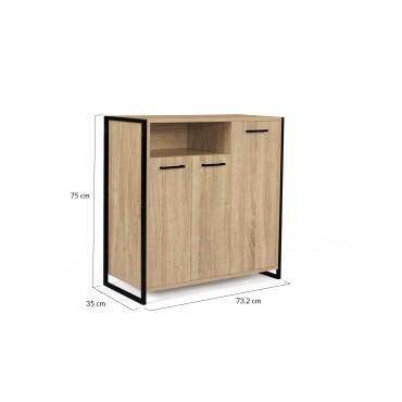 Meuble chaussures Alan 3 portes + niche latérale - 18 paires