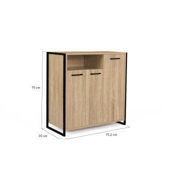 Meuble chaussures Alan 3 portes + niche latérale - 18 paires