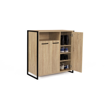 Meuble chaussures Alan 3 portes + niche latérale - 18 paires