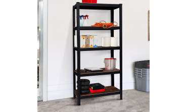 Etagère en acier 5 niveaux spéciale charges lourdes effet bois vieilli - 650kg