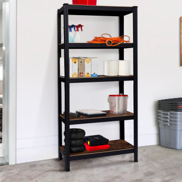 Etagère en acier 5 niveaux spéciale charges lourdes effet bois vieilli - 650kg