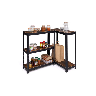 Etagère en acier 5 niveaux spéciale charges lourdes effet bois vieilli - 650kg