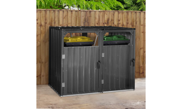 Cache poubelles double en métal gris anthracite