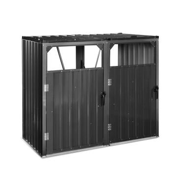 Cache poubelles double en métal gris anthracite