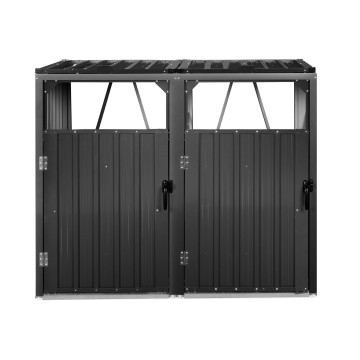 Cache poubelles double en métal gris anthracite
