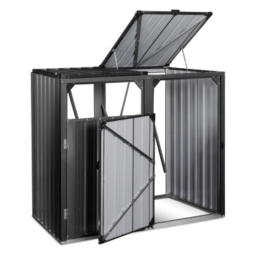 Cache poubelles double en métal gris anthracite