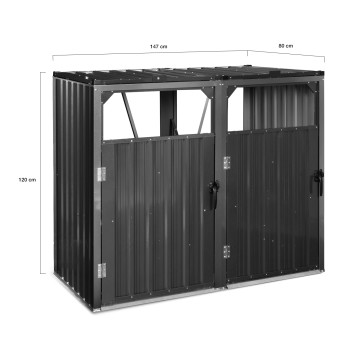 Cache poubelles double en métal gris anthracite