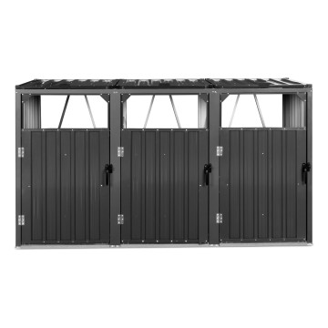 Cache poubelles triple en métal gris anthracite