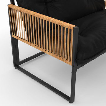 Salon de jardin Ozéa 4 places noir et cordage