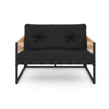 Salon de jardin Ozéa 4 places noir et cordage