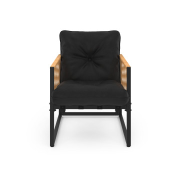 Salon de jardin Ozéa 4 places noir et cordage