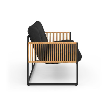 Salon de jardin Ozéa 4 places noir et cordage