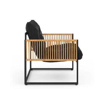 Salon de jardin Ozéa 4 places noir et cordage