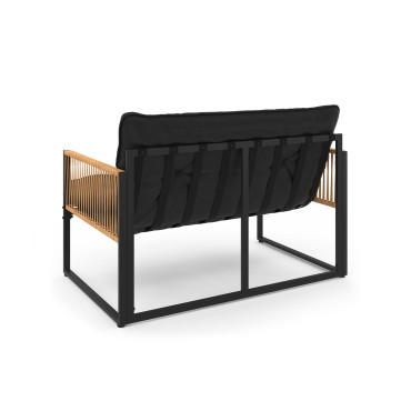 Salon de jardin Ozéa 4 places noir et cordage