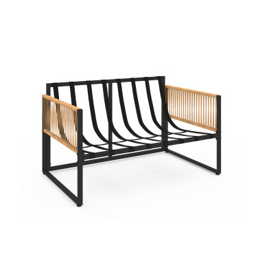 Salon de jardin Ozéa 4 places noir et cordage