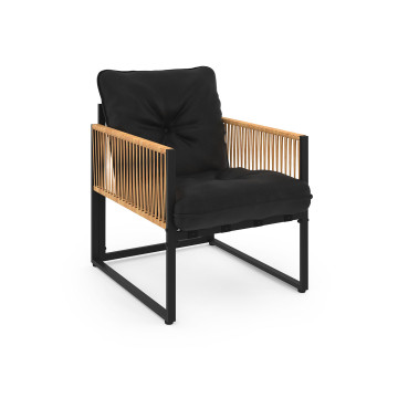 Salon de jardin Ozéa 4 places noir et cordage