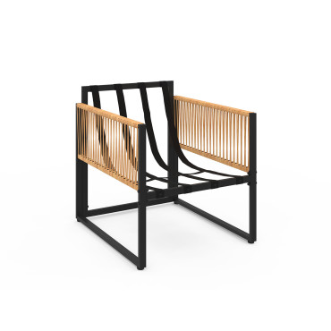 Salon de jardin Ozéa 4 places noir et cordage