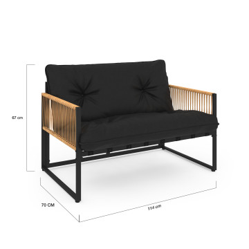 Salon de jardin Ozéa 4 places noir et cordage