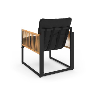 Salon de jardin Ozéa 4 places noir et cordage