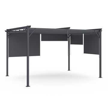 Pergola Marina 3x4m toit rétractable + 4 stores gris