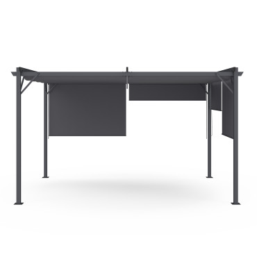 Pergola Marina 3x4m toit rétractable + 4 stores gris