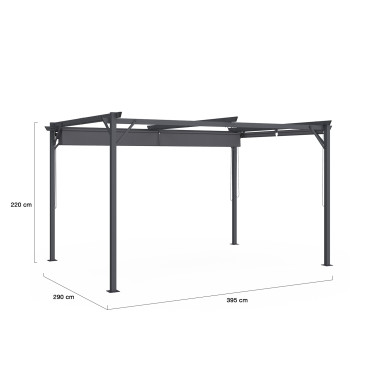 Pergola Marina 3x4m toit rétractable + 4 stores gris