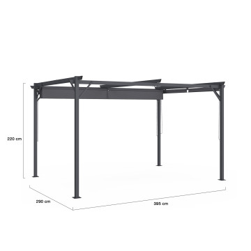 Pergola Marina 3x4m toit rétractable + 4 stores gris