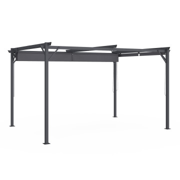 Pergola Marina 3x4m toit rétractable + 4 stores gris