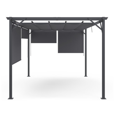 Pergola Marina 3x4m toit rétractable + 4 stores gris