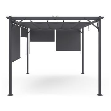 Pergola Marina 3x4m toit rétractable + 4 stores gris