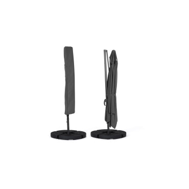 Parasol Sombra 360° rectangle gris 4x3m avec housse et dalles