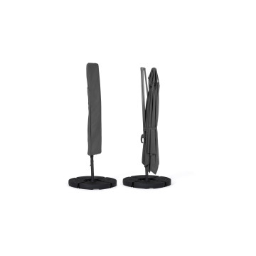 Parasol Sombra 360° rectangle gris 4x3m avec housse et dalles