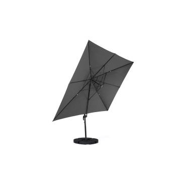 Parasol Sombra 360° rectangle gris 4x3m avec housse et dalles