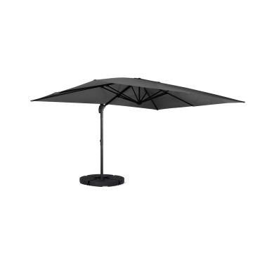 Parasol Sombra 360° rectangle gris 4x3m avec housse et dalles